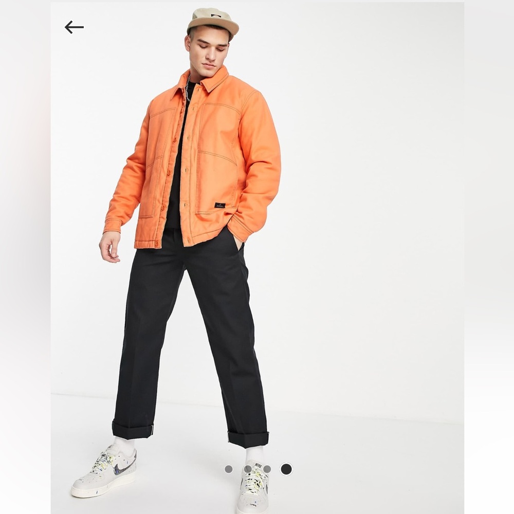 Topman Padded Coach Jacket with Contrast Stitching in Orange